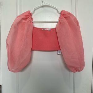 ZARA Light Pink Puff Sleeve Top